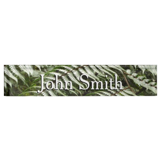 Fern Fronds II Dark Green Nature Desk Name Plate (Front)