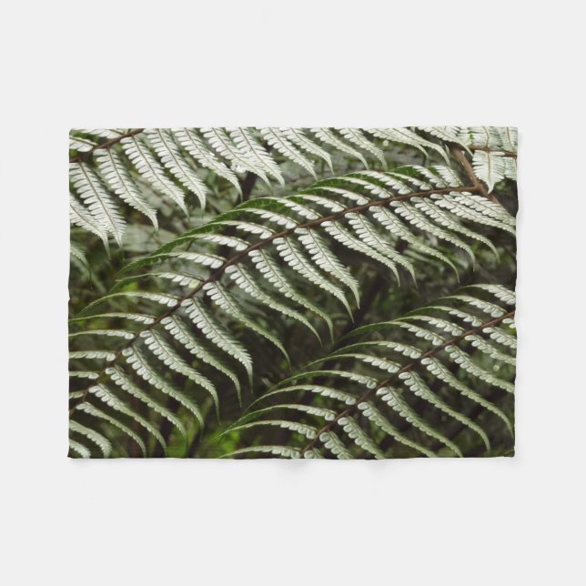 Fern Fronds II Dark Green Nature Fleece Blanket (Front (Horizontal))