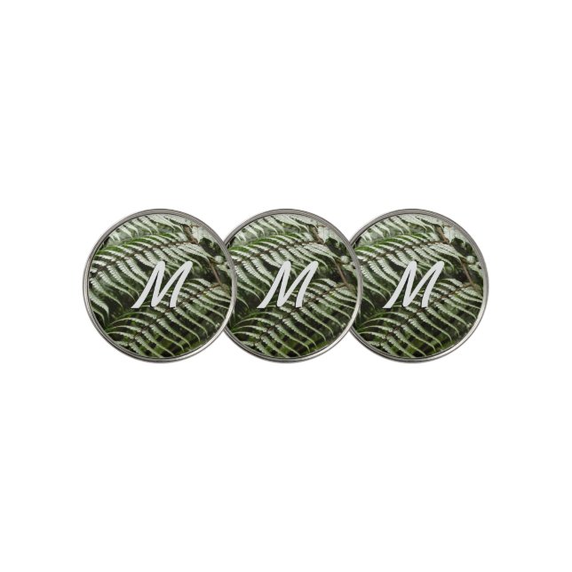 Fern Fronds II Dark Green Nature Golf Ball Marker (3 Up)