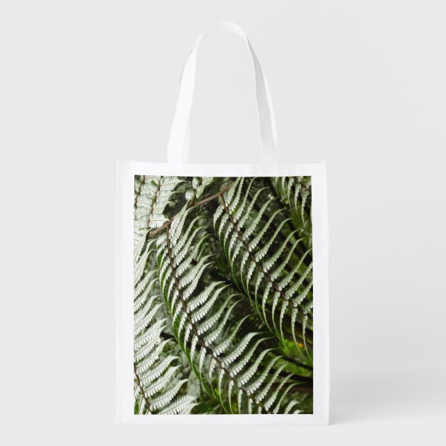 Fern Fronds II Dark Green Nature Grocery Bag (Front)