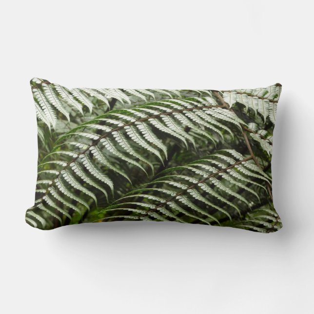Fern Fronds II Dark Green Nature Lumbar Pillow (Front)