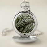Fern Fronds II Dark Green Nature Pocket Watch