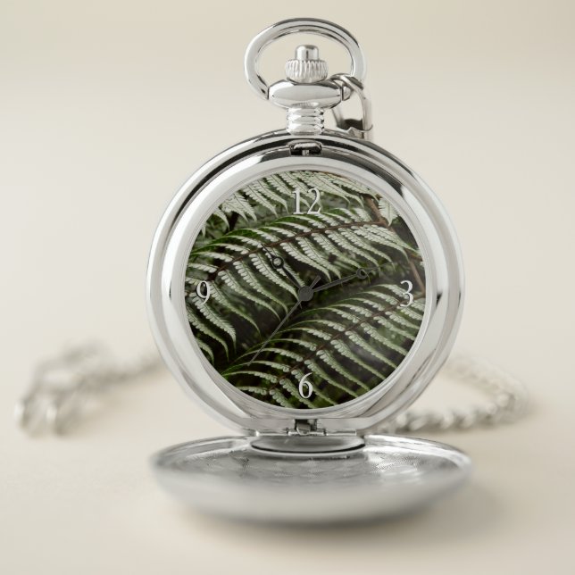 Fern Fronds II Dark Green Nature Pocket Watch (Inside)