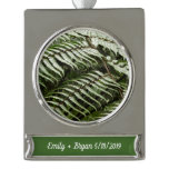 Fern Fronds II Dark Green Nature Silver Plated Banner Ornament
