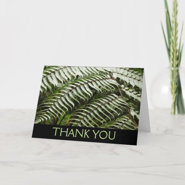 Fern Fronds II Dark Green Nature Thank You Card (Front)