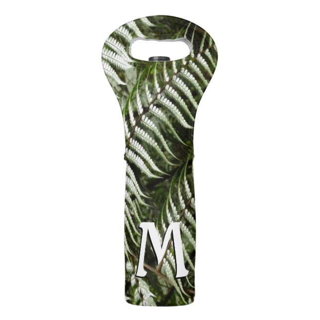 Fern Fronds II Dark Green Nature Wine Bag (Front)