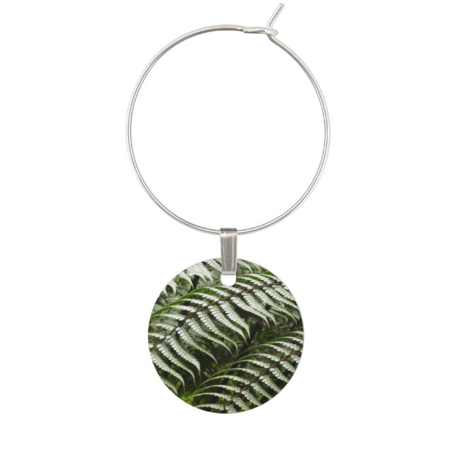 Fern Fronds II Dark Green Nature Wine Glass Charm (Front)
