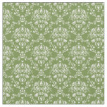 Fern Green and White Damask Fabric