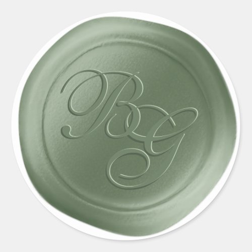 Fern Green Calligraphy Monogram Wax Seal Stickers