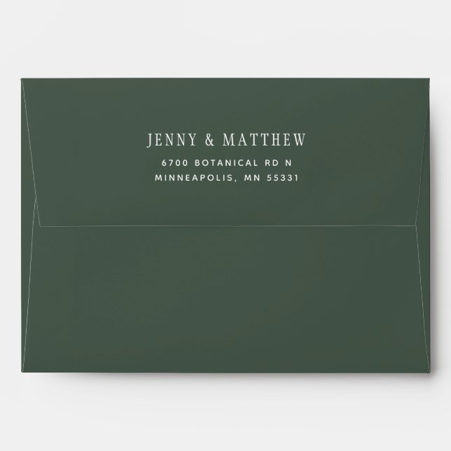 Fern Green Gold Leaves Wedding Envelope (Back (Top Flap))