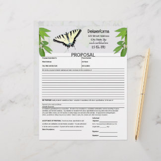 Fern Green Tiger Swallowtail Butterfly Proposal Letterhead
