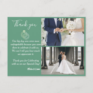 Fern Green Wedding Ring Wedding Thank You Postcard