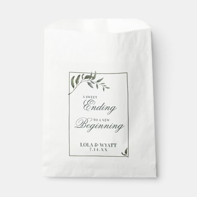Fern Green Willow Branch Elegant Wedding Favor Bag (Front)