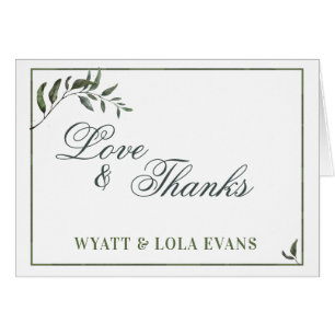 Fern Green Willow Branch Elegant Wedding Thank You Cards