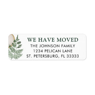 Fern Greenery We Have Moved Return Address Label
