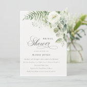 Fern Greenery White Floral Bridal Shower Invite (Standing Front)
