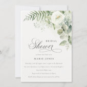 Fern Greenery White Floral Bridal Shower Invite (Front)