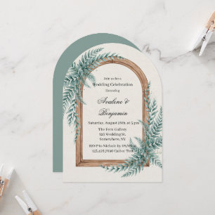 Fern Greenery Wooden Arch Wedding Celebration Invitation