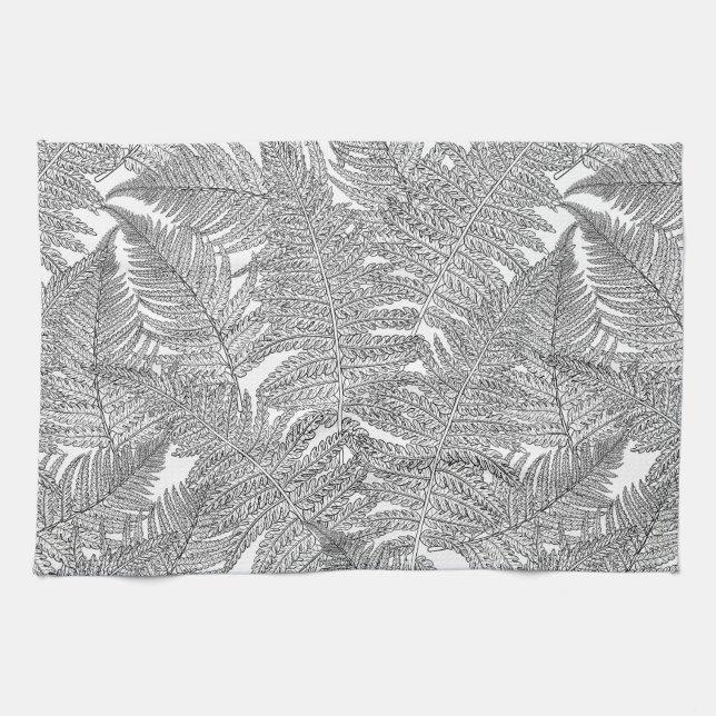 Fern in black and white kitchen towel (Horizontal)