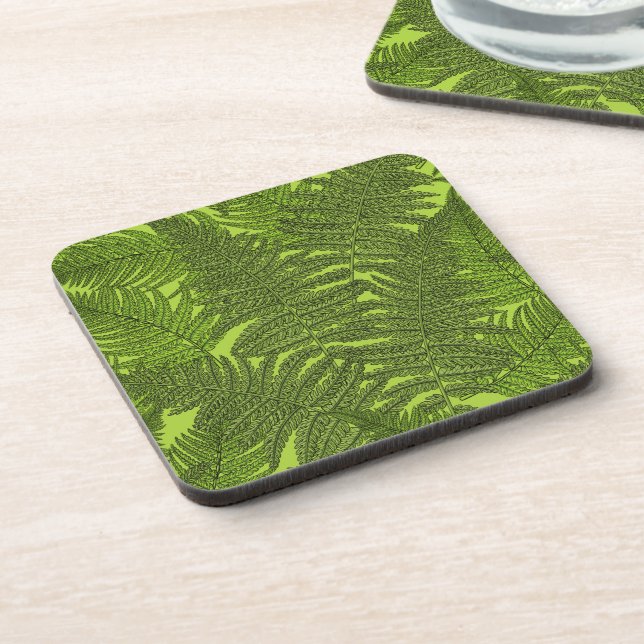 Fern in green beverage coaster (Left Side)