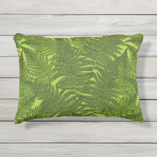 Fern in green outdoor pillow