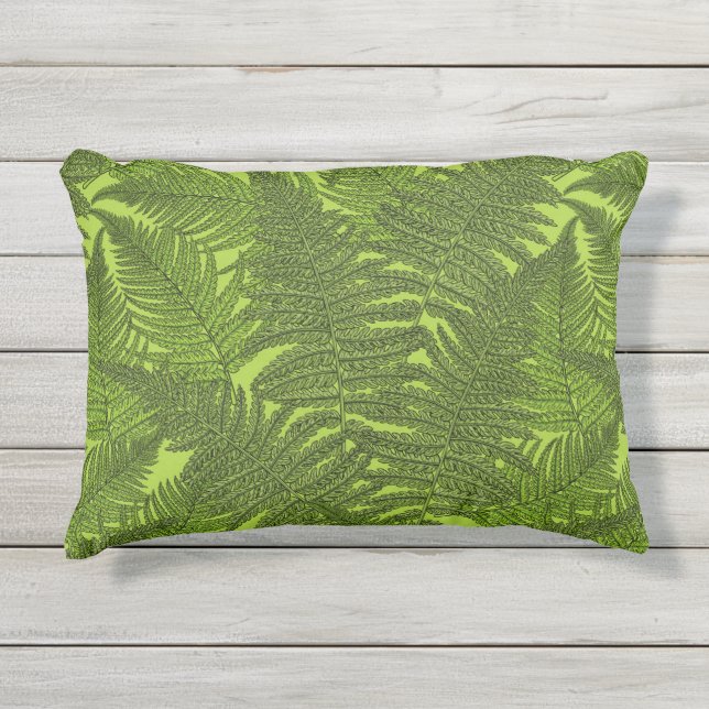 Fern in green outdoor pillow (Front)