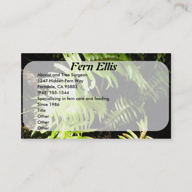 Fern in the Woods Business Card (Front)