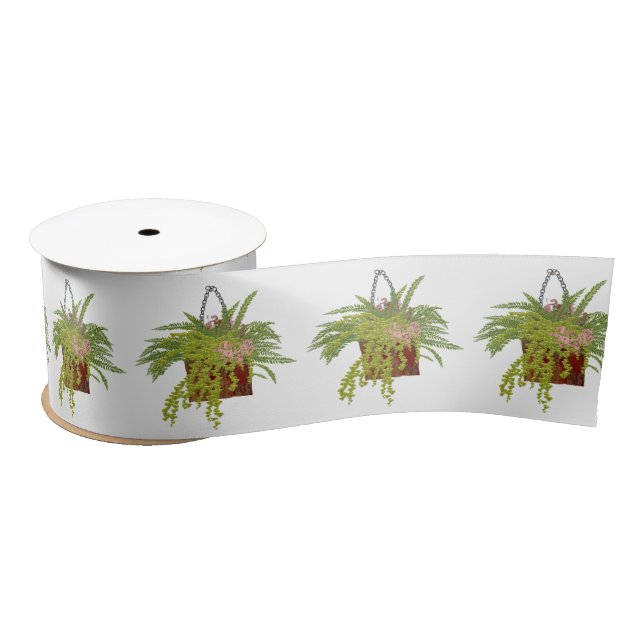 Fern Ivy Hanging Plant Botanical Illustration Art Satin Ribbon (Spool)