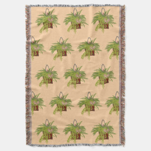 Fern Ivy Hanging Plant Botanical Illustration Art Throw Blanket