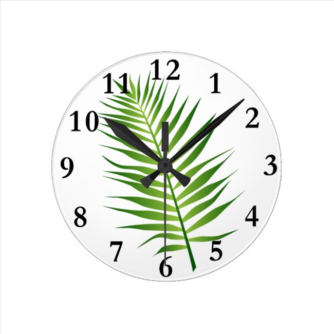 Fern Leaf Frond Botanical Design Clock