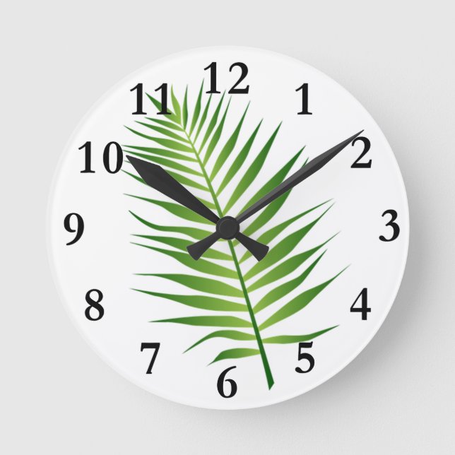 Fern Leaf Frond Botanical Design Clock (Front)