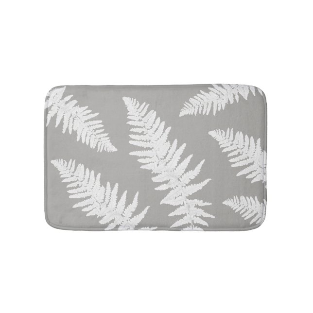 Fern Leaf Gray Botanical Bath Mat (Front)