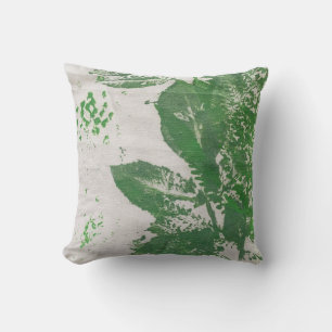 Fern Leaf Gray Printmaking Botanical Pillow