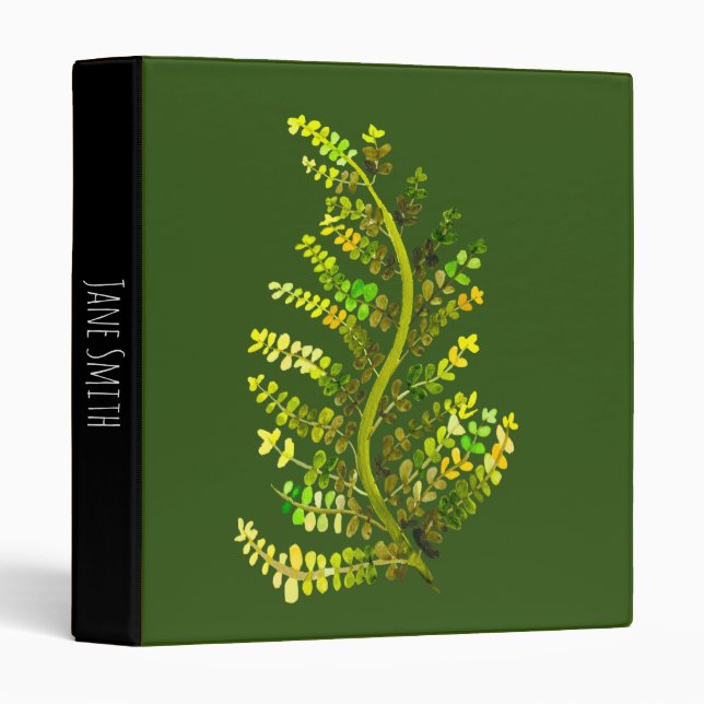 Fern leaf green fern art 3 ring binder (Front/Spine)