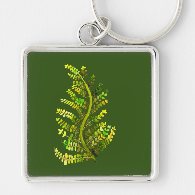 Fern leaf green fern art keychain (Front)