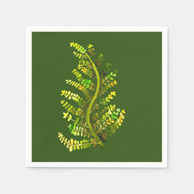 Fern leaf green fern art napkins (Front)