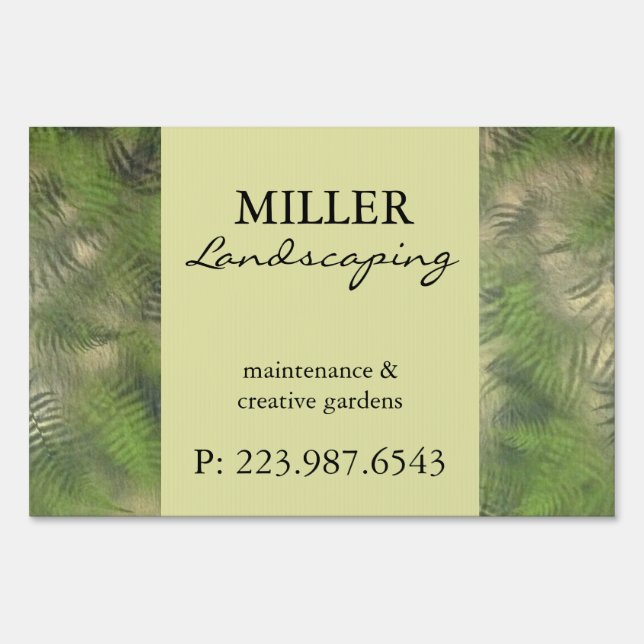 Fern Leaf Nature Outdoors Pattern Green Yard Sign (Front)