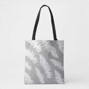 Fern Leaf Print Gray Tote Bag