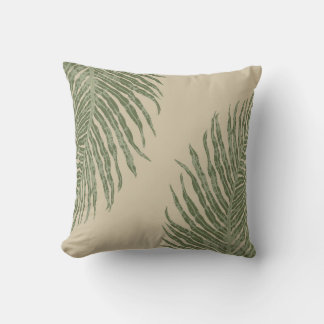 Fern Leaf Throw Pillow Beige Sage Olive Green 