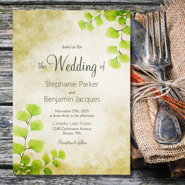 Fern Leaf Wedding Invitation (Creator Uploaded)