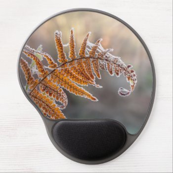 Fern Leaf With Icy Frost In A Cold Winter Nature - Gel Mouse Pad by Kathom_Photo at Zazzle