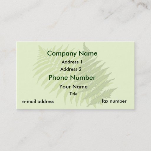 Customizable Fern Leaves Business Card
