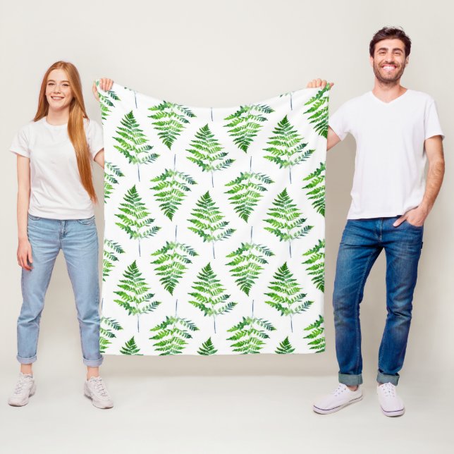 Fern Leaves Pattern Fleece Blanket (In Situ)