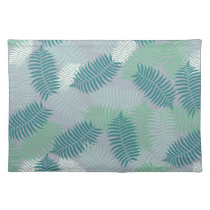 fern leaves pattern on light grey placemat