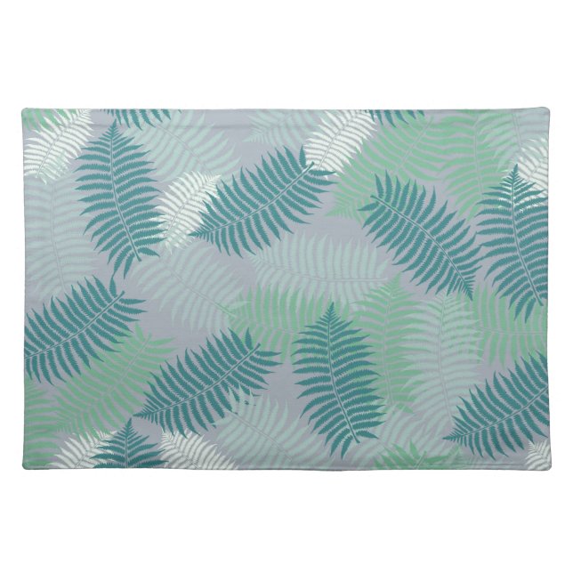 fern leaves pattern on light grey placemat (Front)