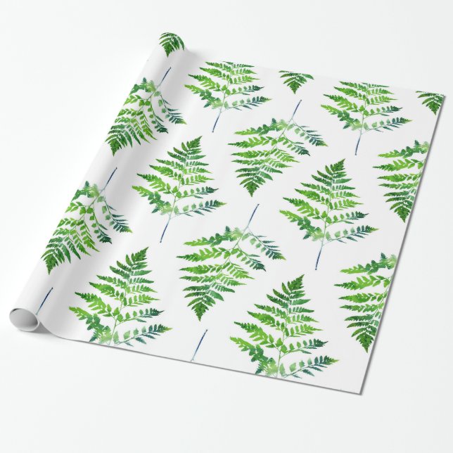 Fern Leaves Pattern Wrapping Paper (Unrolled)