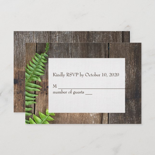 fern on wood RSVP Invitation (Front/Back)