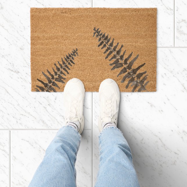 Fern Painting Plant Painting Farmhouse Fiber Doormat (Insitu)