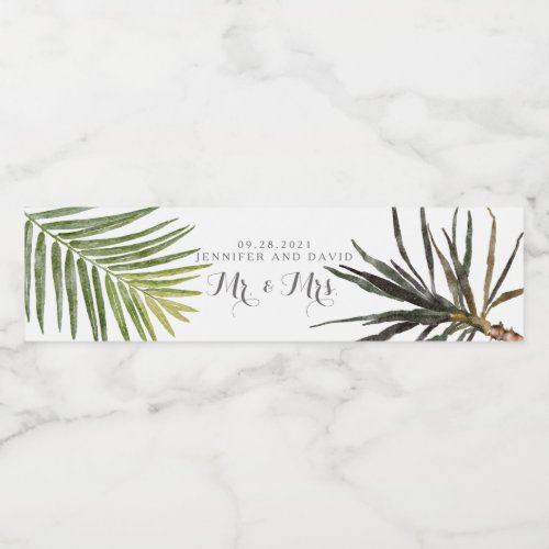 Fern Palm Tree Tropical Wedding Beverage Label