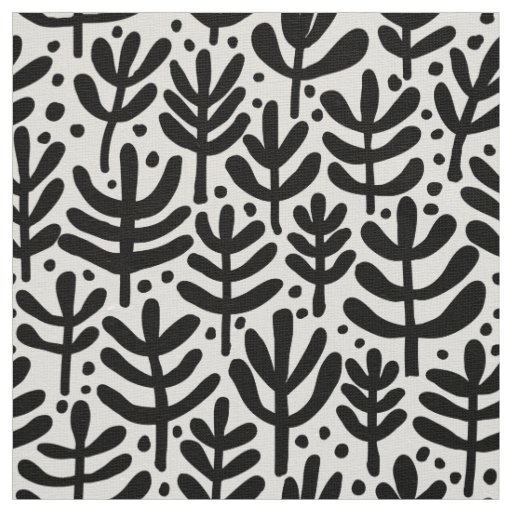 Fern Pattern - Black and White Fabric